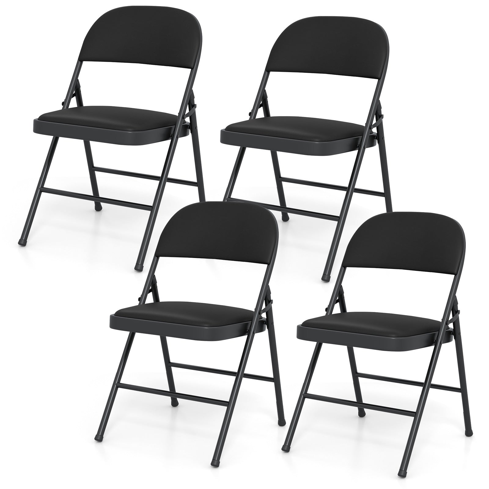 ELLEGNT 4 PCS Folding Chairs with Metal Frame and PVC Leather-Stackable Dining Chairs for Indoor