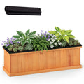 ELLEGNT 1 PCS Wood Raised Garden Bed for Growing Flowers Vegetables Herbs, Rectangular Planter Box with Drainage Holes & Liner, Outdoor Gardening Kit for Patio Backyard Balcony, 40" x 13" x 12"