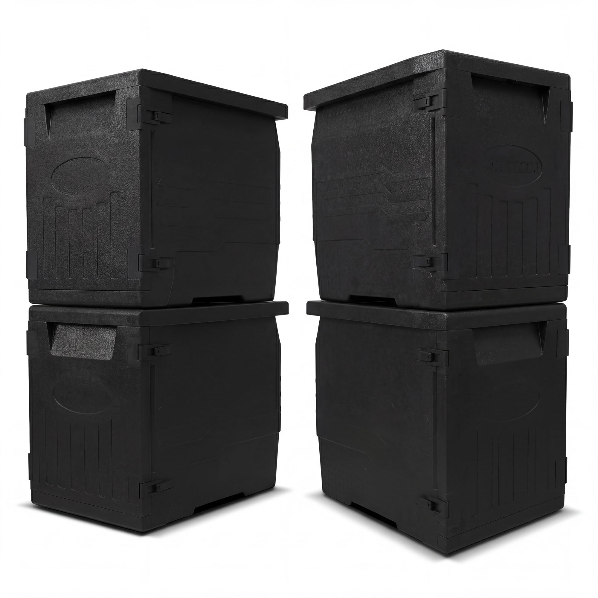ELLEGNT 4 PCS Insulated Food Carrier-91 Qt, 12 Adjustable Shelf Dividers, Safety Buckles for Catering Use, Black