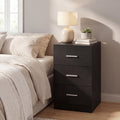 ELLEGNT 1 PCS Bedroom Nightstand with Charging Ports-3 Drawer Storage Side Table for Living Room or Guest Room, Black