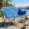 ELLEGNT Double Camping Chair with Cup Holders and Armrests-Heavy Duty Outdoor Lawn Chair, Includes Carry Bag, Blue