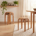ELLEGNT 4 PCS Stackable Wood Stool-18 in Round, Backless, Dining Chair for Home Decor, Walnut