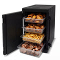 ELLEGNT 1 PCS Insulated Food Carrier-91 Qt, 12 Adjustable Shelf Dividers, Safety Buckles for Catering Use, Black