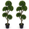 ELLEGNT 2 PCS 5?Ball Artificial Topiary Tree-46 Inch Faux Boxwood Plant for Porch or Garden