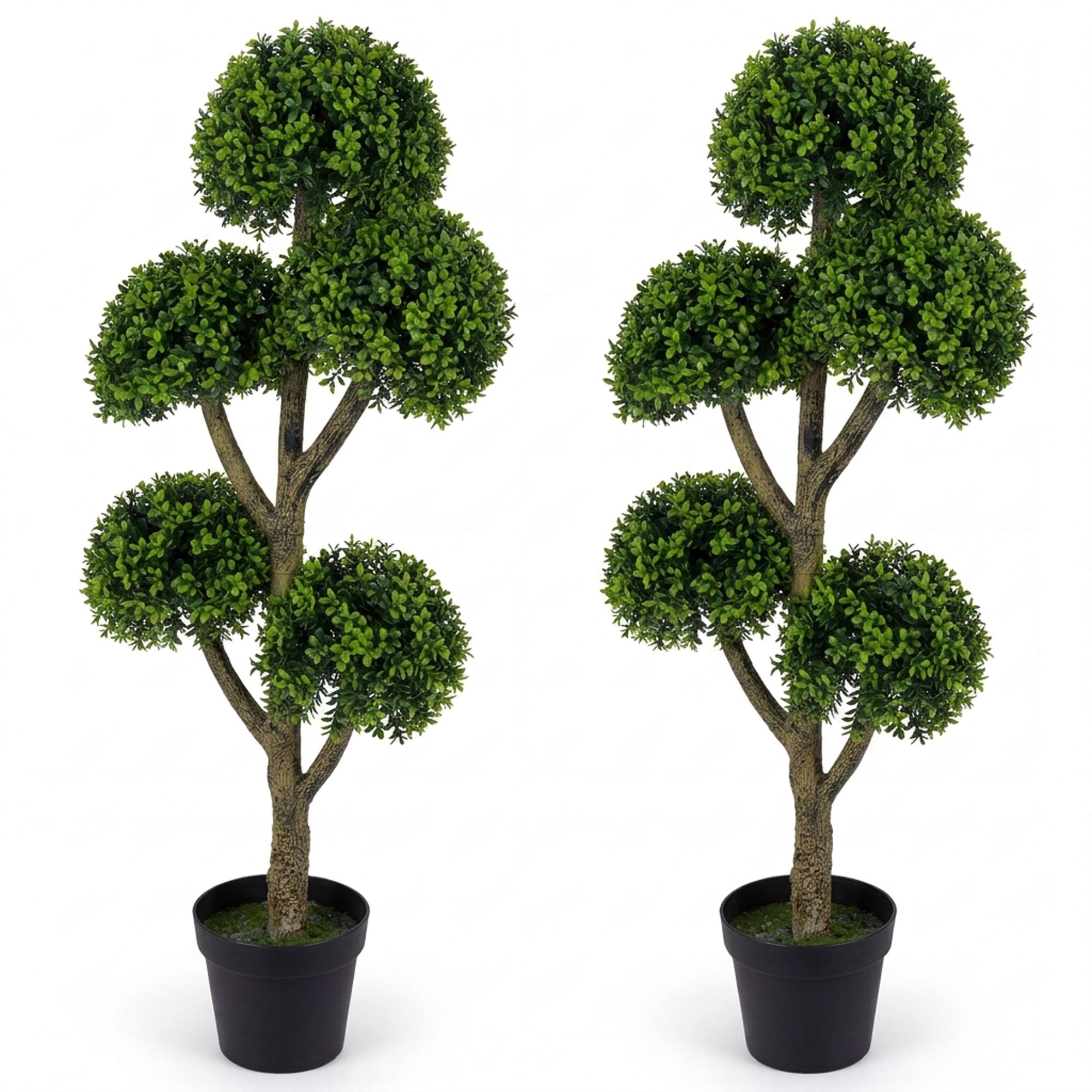 ELLEGNT 2 PCS 5?Ball Artificial Topiary Tree-46 Inch Faux Boxwood Plant for Porch or Garden