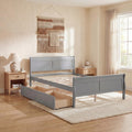 ELLEGNT Wooden Storage Bed-Full Size Platform Bed Frame with Headboard, Footboard and Drawers Gray