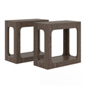 ELLEGNT 2 PCS 2-Tier Side Table-Hollow-out Storage Shelf, End Table for Living Room or Bedroom, Walnut