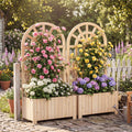 ELLEGNT 2 PCS Wooden Raised Garden Bed with Trellis-48 in Planter Box, Drainage Holes Natural