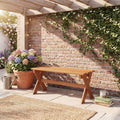 ELLEGNT 1 PCS 36 in Solid Wood Backless Bench, Teak Oil Finish and Slatted Seat, Farmhouse Style for Patio,Garden,Entryway,Mudroom