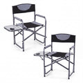 ELLEGNT 2 PCS Lightweight Folding Camping Chair, Portable Director Style with Side Table, Black