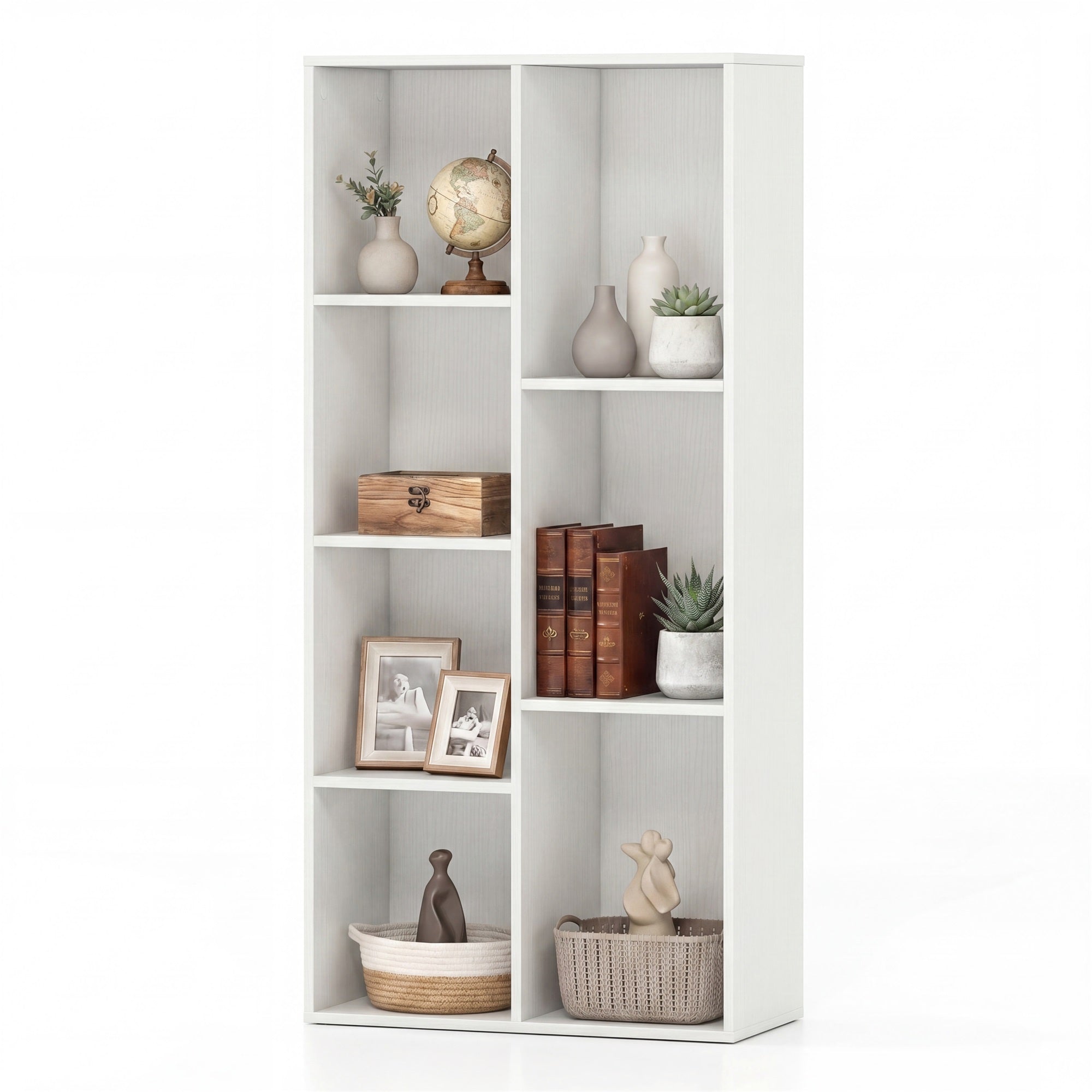 ELLEGNT 1 PCS 7-Cube Storage Bookcase-Freestanding, Vertical/Horizontal, 7 Compartments, White