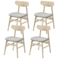 ELLEGNT 4 PCS Fabric Upholstered Dining Chairs with Rubber Wood Legs-Armless Kitchen Chairs Natural + Gray
