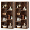 ELLEGNT 2 PCS 7-Cube Storage Bookcase-Freestanding, Vertical/Horizontal, 7 Compartments, Rustic Brown