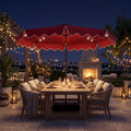 ELLEGNT Solar LED 10 FT Patio Umbrella-Includes 32 Lights, Weighted Base, Sandbags, Red