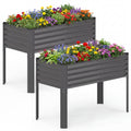 ELLEGNT 2 PCS Metal Raised Garden Bed-Galvanized Planter Box with Legs, Elevated for Vegetables, Gray