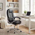ELLEGNT Executive Office Chair-Ergonomic Leather with Rocking Backrest, Swivel Base, Black
