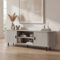 ELLEGNT 80 in TV Stand with Fluted Sliding Doors-Entertainment Center, Open Shelves for Living Room Natural White