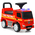 ELLEGNT Licensed Mercedes Benz Kids Fire Engine Foot to Floor Ride On Car with Storage Backrest
