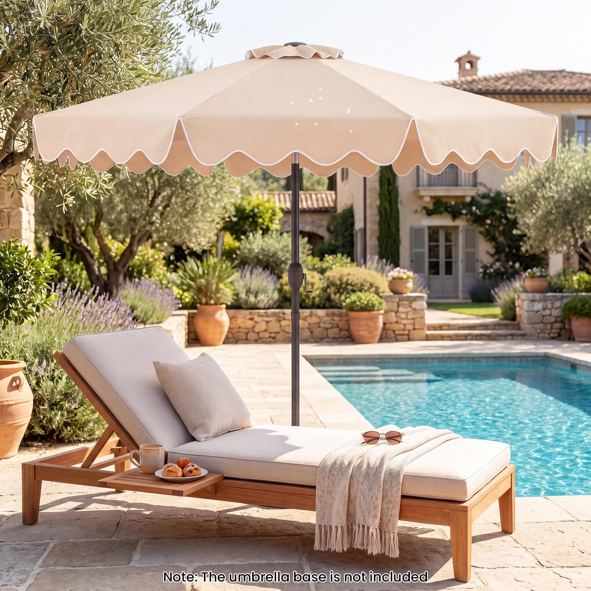 ELLEGNT 2?Tier Market Table Umbrella for Patio-9 ft Sun?Protective Canopy, Beige