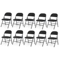 ELLEGNT 10 PCS Folding Chairs with Metal Frame and PVC Leather-Stackable Dining Chairs for Indoor