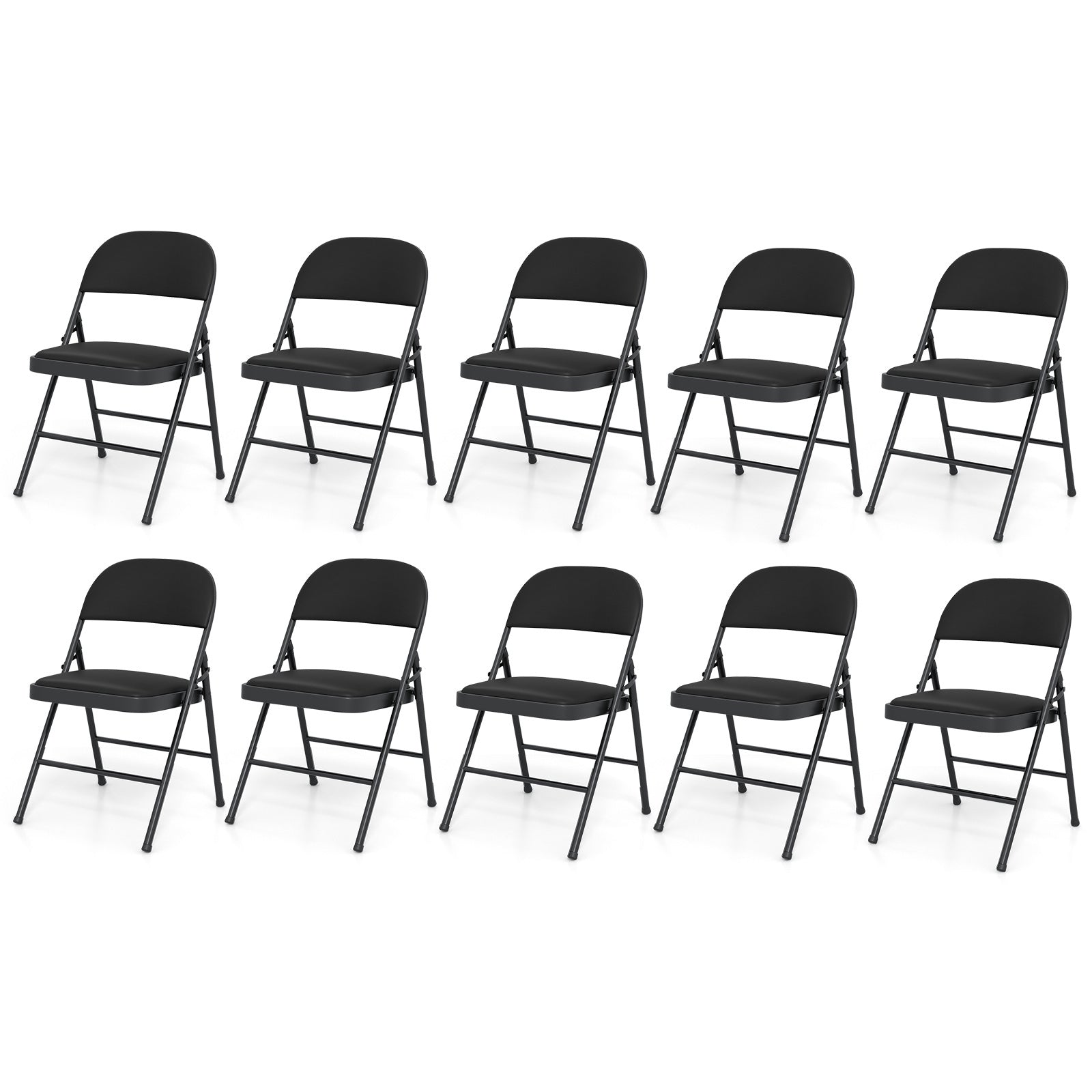 ELLEGNT 10 PCS Folding Chairs with Metal Frame and PVC Leather-Stackable Dining Chairs for Indoor