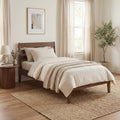 ELLEGNT Twin Size Wood Bed Frame with Under-Bed Storage-Slat Headboard, for Small Spaces Caramel Brown