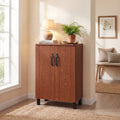 ELLEGNT 5-Tier Shoe Cabinet-2-Door Storage with Adjustable Shelves and Ventilation for Entryway or Closet Brown