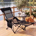 ELLEGNT 1 PCS Detachable Footrest Camping Chair-4?Position Reclining Backrest, Lounge Chair with Carrying Bag, Black