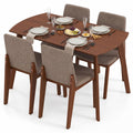 ELLEGNT 5 PCS Linen Fabric Dining Chairs with Rectangular Table Set for 4, Kitchen Table
