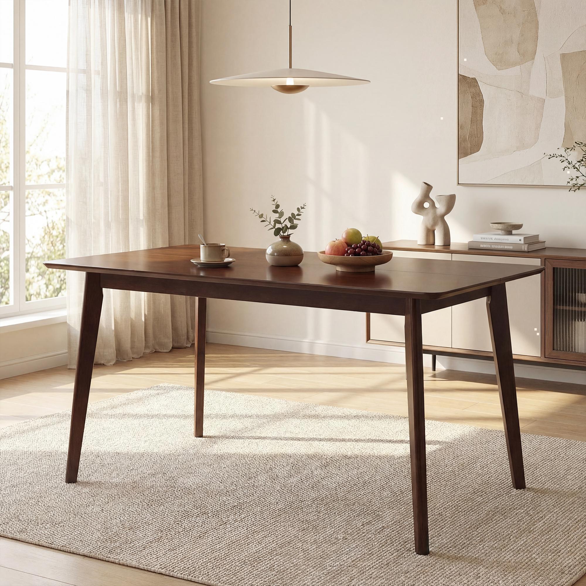 ELLEGNT 47 in Rectangular Dining Table for 4-6-Solid Rubber Wood Legs, Ideal for Kitchen or Small Dining Room, Walnut