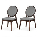 ELLEGNT 2 PCS Upholstered Linen Side Chairs-Round Backrest Dining Chairs, Gray
