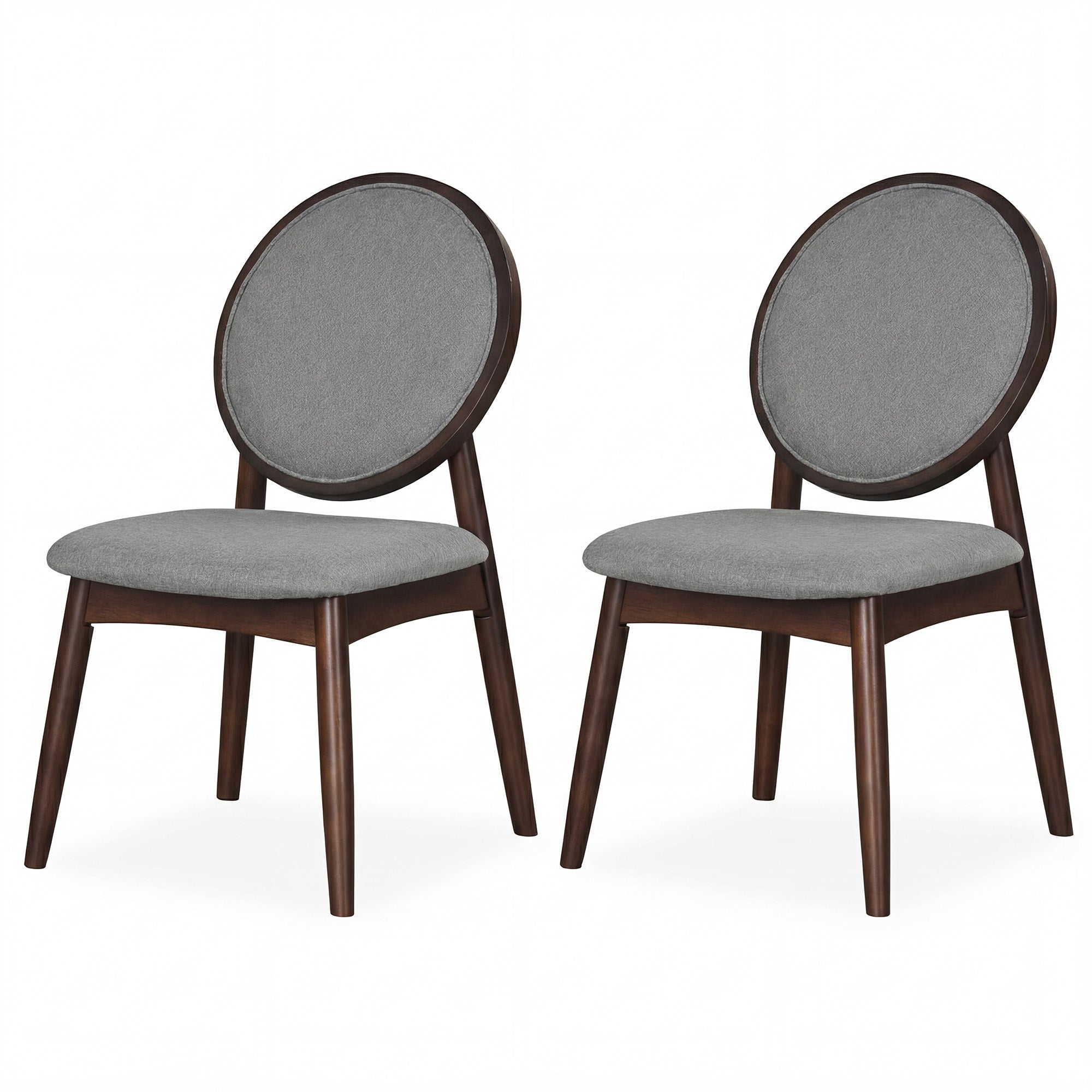 ELLEGNT 2 PCS Upholstered Linen Side Chairs-Round Backrest Dining Chairs, Gray