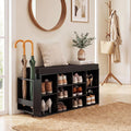 ELLEGNT Shoe Bench with Umbrella Stand-Padded Seat, Adjustable Shelves for Entryway Storage, Black