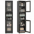 ELLEGNT 2 PCS Bathroom Cabinet-Floor Storage, 2 Fluted Doors, 4 Rubber Feet, Black
