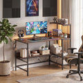 ELLEGNT Gaming Computer Desk with Headphone Hook and Power Outlets-48 in, Storage Shelves Included, Rustic Brown