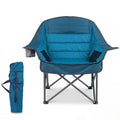 ELLEGNT Folding Oxford Camping Chair-Oversized, Padded Upholstery and Side Pockets for Storage, Blue