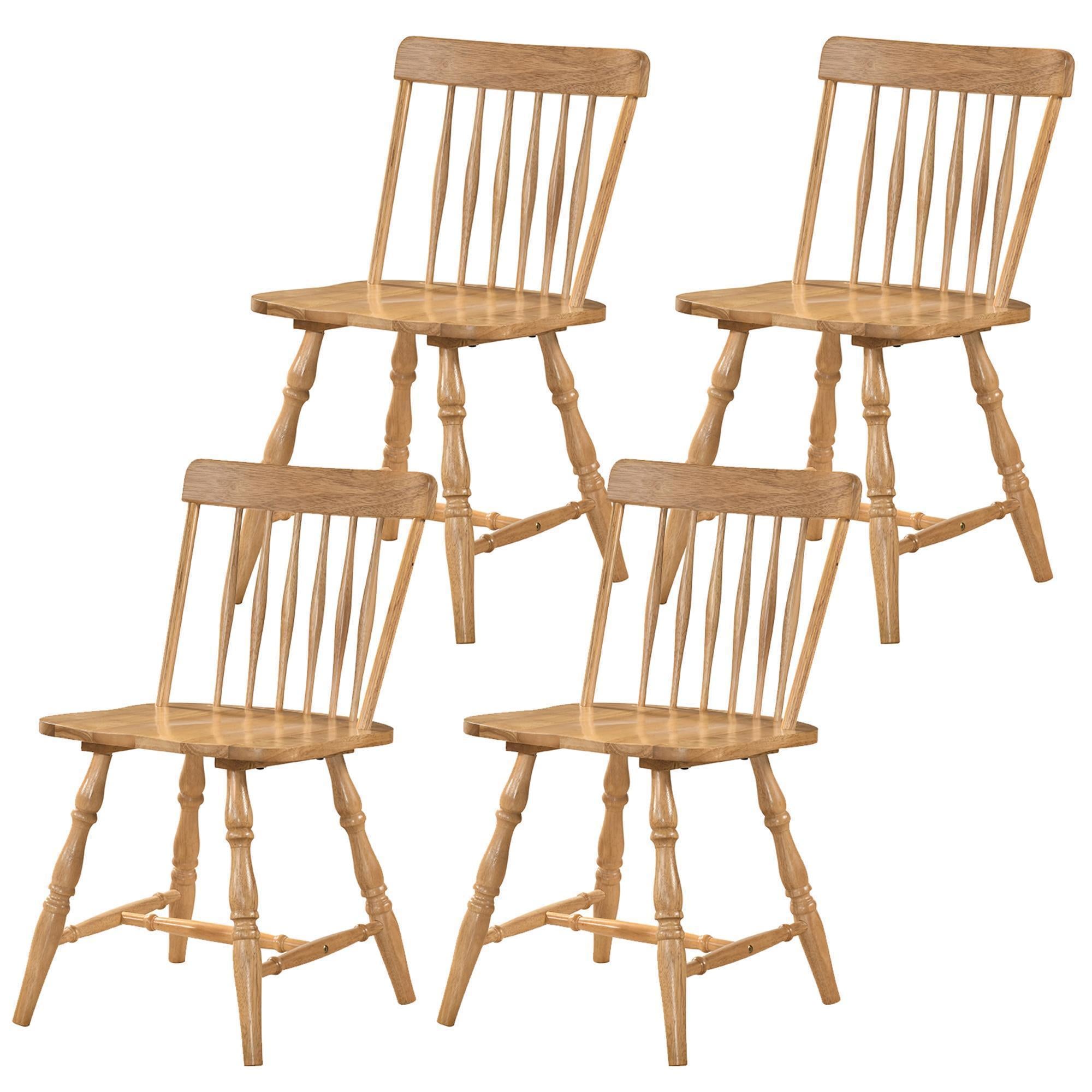 ELLEGNT 4 PCS Curved Spindle Back Windsor Chairs-Turned Legs, Dining Chairs for Living Room Natural