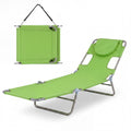 ELLEGNT 1 PCS 5?Position Adjustable Backrest Folding Lounge Chair-Patio Tanning Chair for Beach or Garden, Green