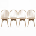 ELLEGNT 4 PCS Farmhouse Spindle Swivel Dining Chairs-Solid Rubber Wood for Kitchen Island or Dining Table, Natural