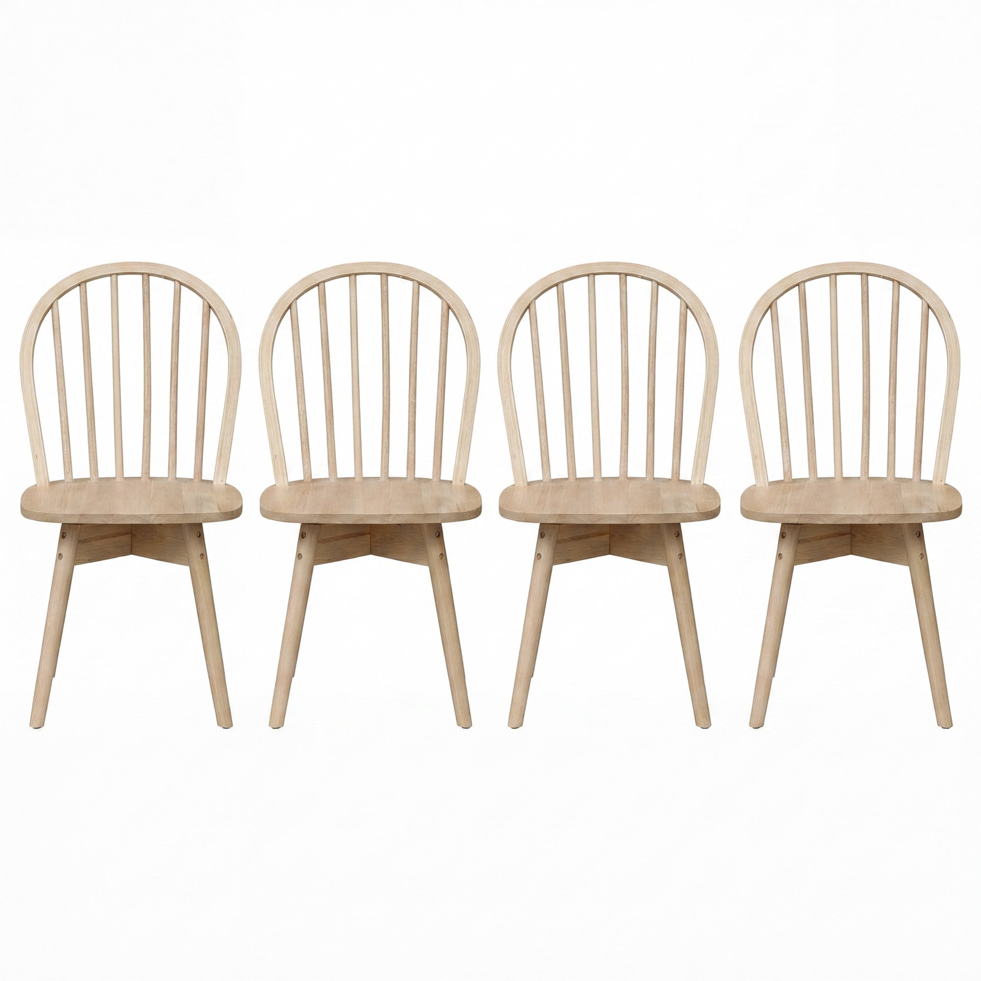ELLEGNT 4 PCS Farmhouse Spindle Swivel Dining Chairs-Solid Rubber Wood for Kitchen Island or Dining Table, Natural
