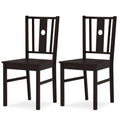 ELLEGNT 2 PCS Farmhouse Wooden Side Chairs Solid Rubber Wood, Slatted Curved Backrest