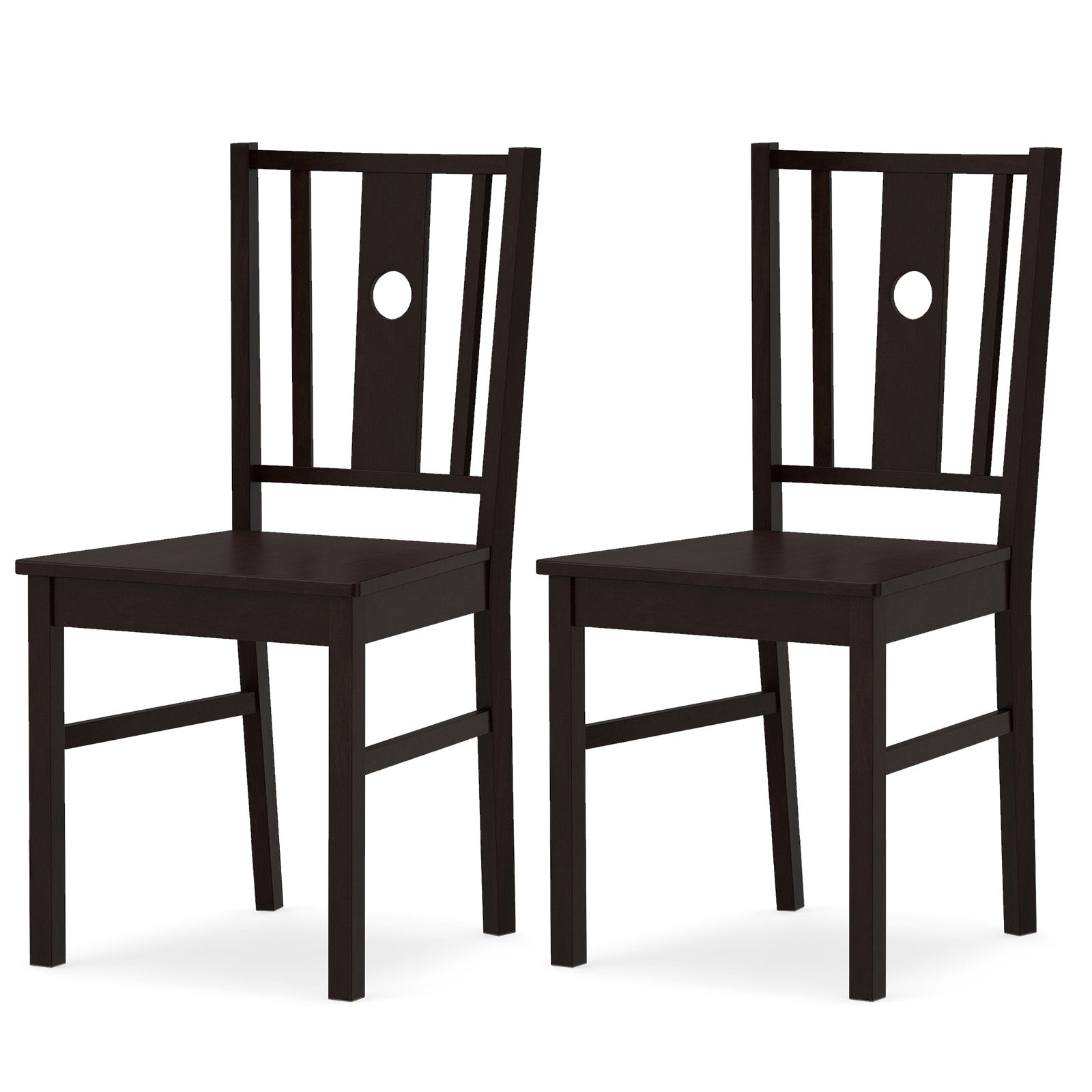 ELLEGNT 2 PCS Farmhouse Wooden Side Chairs Solid Rubber Wood, Slatted Curved Backrest