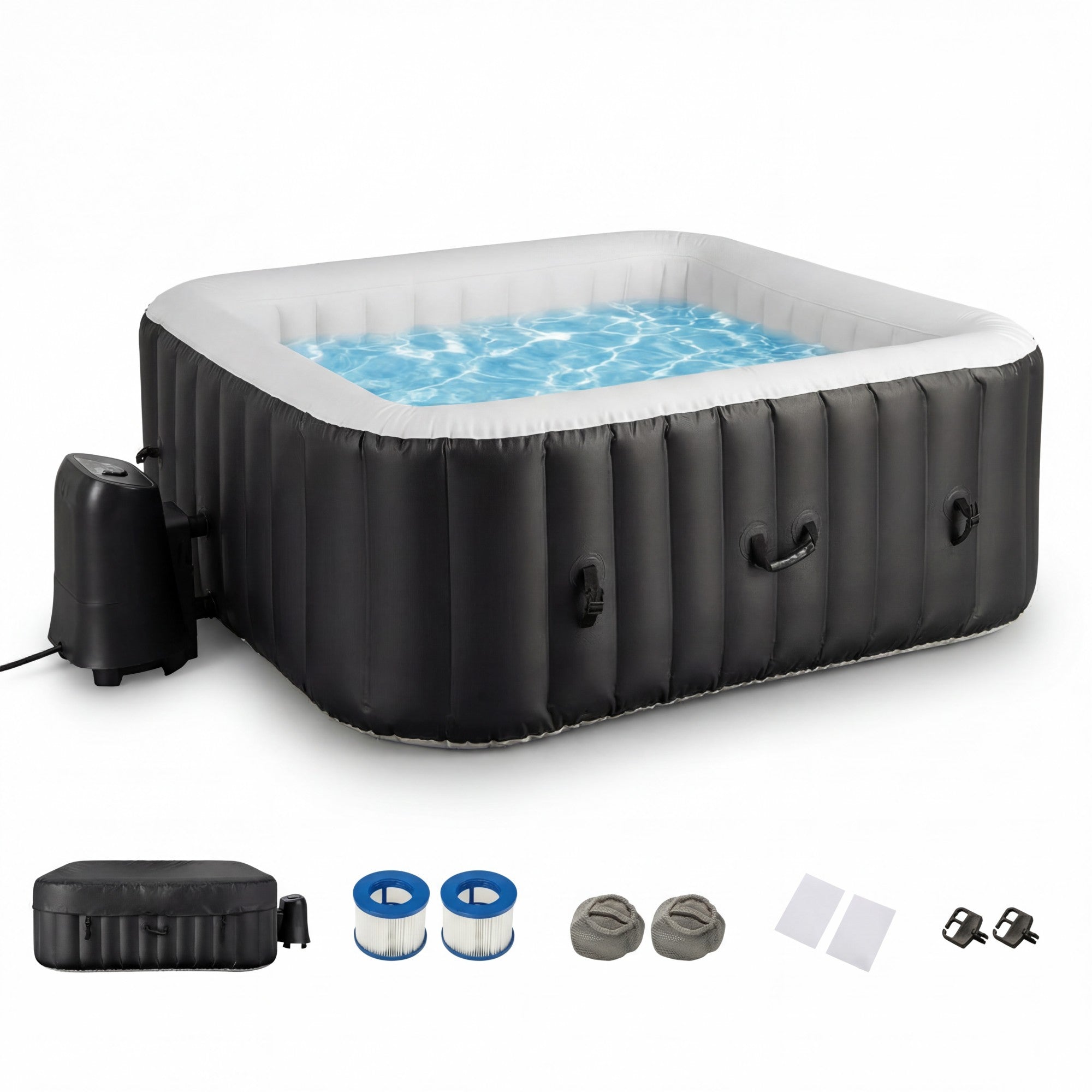 ELLEGNT Inflatable Hot Tub with 130 Air Jets-71 in Portable Spa, Electric Heater, Pump, and Filter Cartridges