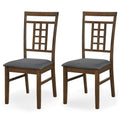 ELLEGNT 2 PCS Rubber Wood Dining Chairs-Farmhouse Style with Lattice Back for Kitchen, Dining Room