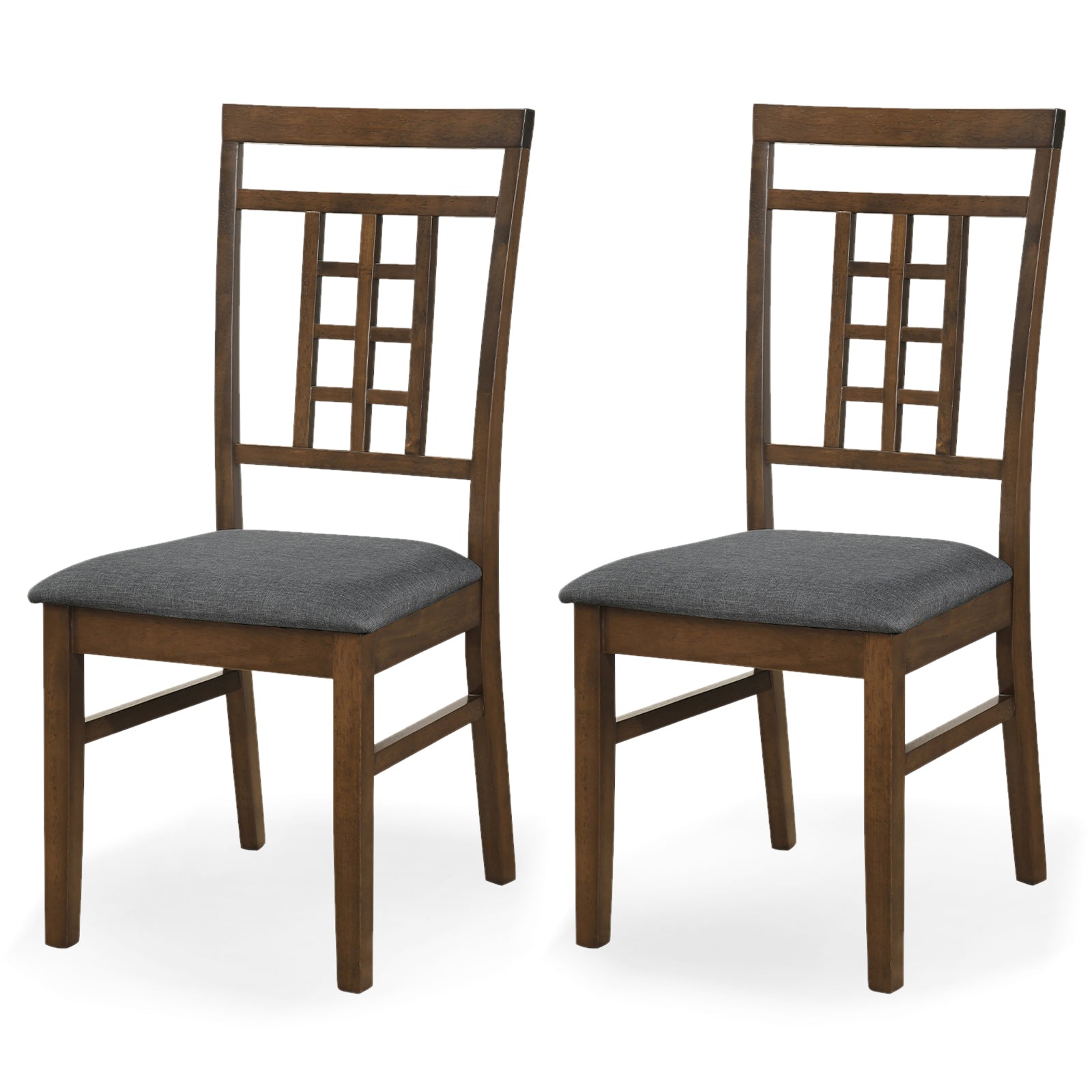 ELLEGNT 2 PCS Rubber Wood Dining Chairs-Farmhouse Style with Lattice Back for Kitchen, Dining Room