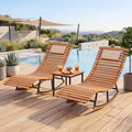 ELLEGNT 2 PCS S?Shaped Seat Rocking Lounger-Acacia Wood Patio Chaise Lounge, Sunbathing Chair