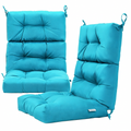 ELLEGNT 2 PCS Outdoor Chair Cushion-Tufted Back Pillow, Patio Seating Pad, Turquoise