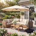 ELLEGNT 10 FT Offset Cantilever Umbrella-Hanging Patio Umbrella with Base, 360¡ã Swivel, Beige
