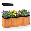 ELLEGNT 1 PCS Wood Raised Garden Bed for Growing Flowers Vegetables Herbs, Rectangular Planter Box with Drainage Holes & Liner, Outdoor Gardening Kit for Patio Backyard Balcony, 28" x 10" x 10"