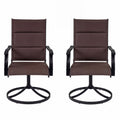 ELLEGNT 2 PCS Ergonomic High Back Patio Swivel Chairs -Padded Outdoor Dining Chairs for Comfortable Seating Brown